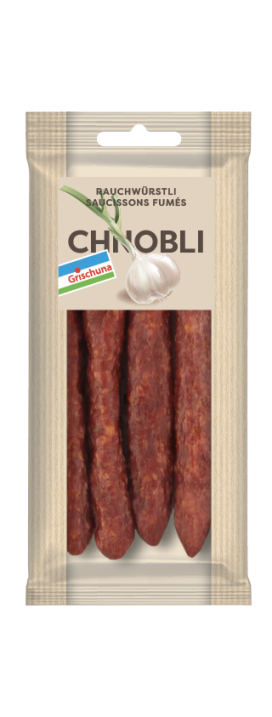 Grischuna Rauchwürstli Knoblauch (Chnobli) - Chuchichäschtli - Feines aus der Schweiz