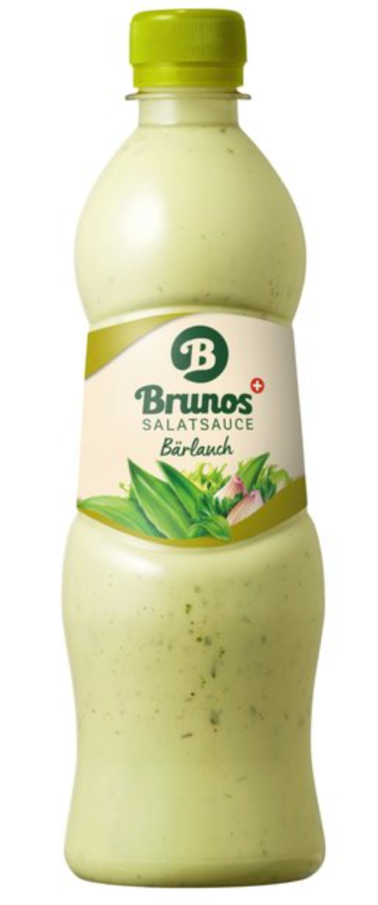 Brunos Salatsauce Bärlauch in einer Flasche, cremige Konsistenz, ideal für Salate, mit frischem Bärlauchgeschmack