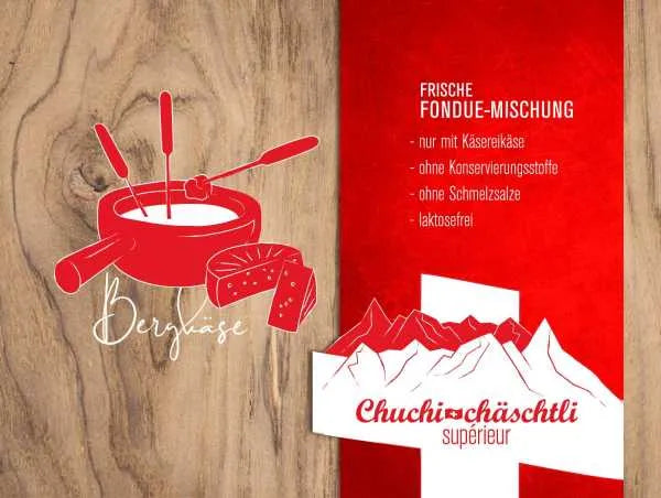 Bergkäse Fondue Fertigmischung frisch - Chuchichäschtli - Feines aus der Schweiz