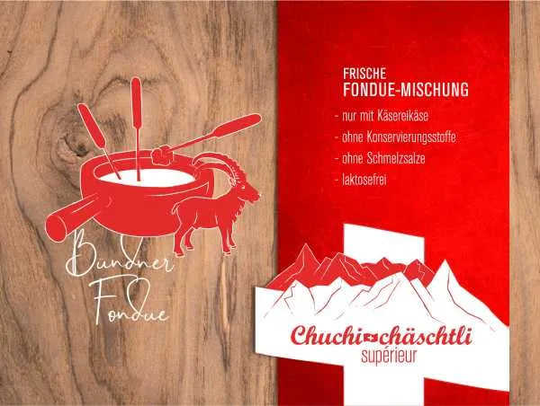 Bündner Fondue Fertigmischung frisch - Chuchichäschtli - Feines aus der Schweiz