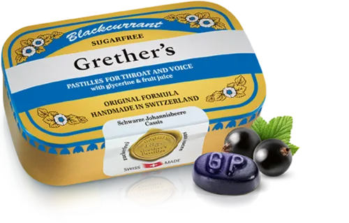 Grether's Pastillen Blackcurrant (Schwarze Johannisbeere) - Chuchichäschtli - Feines aus der Schweiz