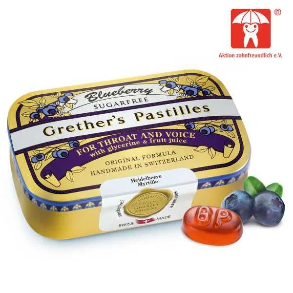 Grether's Pastillen Blueberry (Heidelbeere) zuckerfrei - Chuchichäschtli - Feines aus der Schweiz