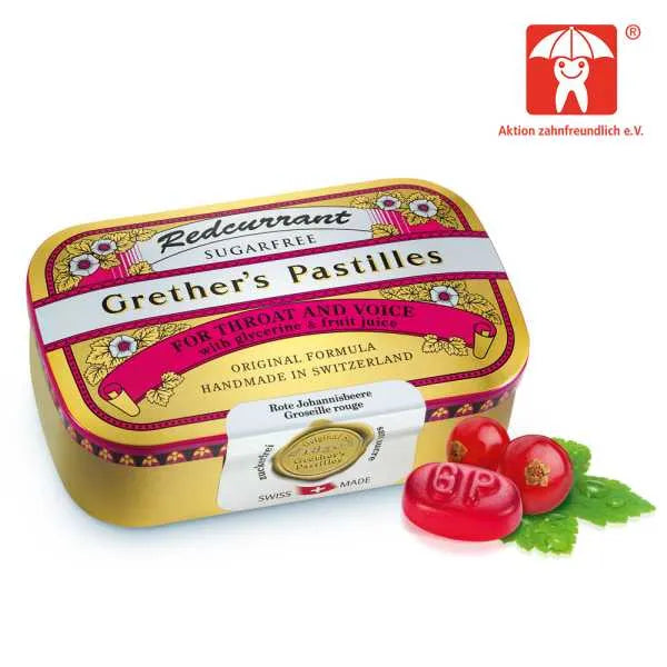 Grether's Pastillen Redcurrant (Rote Johannisbeere) zuckerfrei - Chuchichäschtli - Feines aus der Schweiz