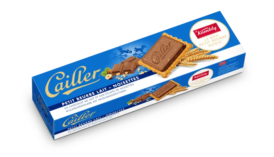 Kambly Cailler Petit Beurre Lait-Noisettes (Milchschokolade Haselnuss-Splitter) - Chuchichäschtli - Feines aus der Schweiz