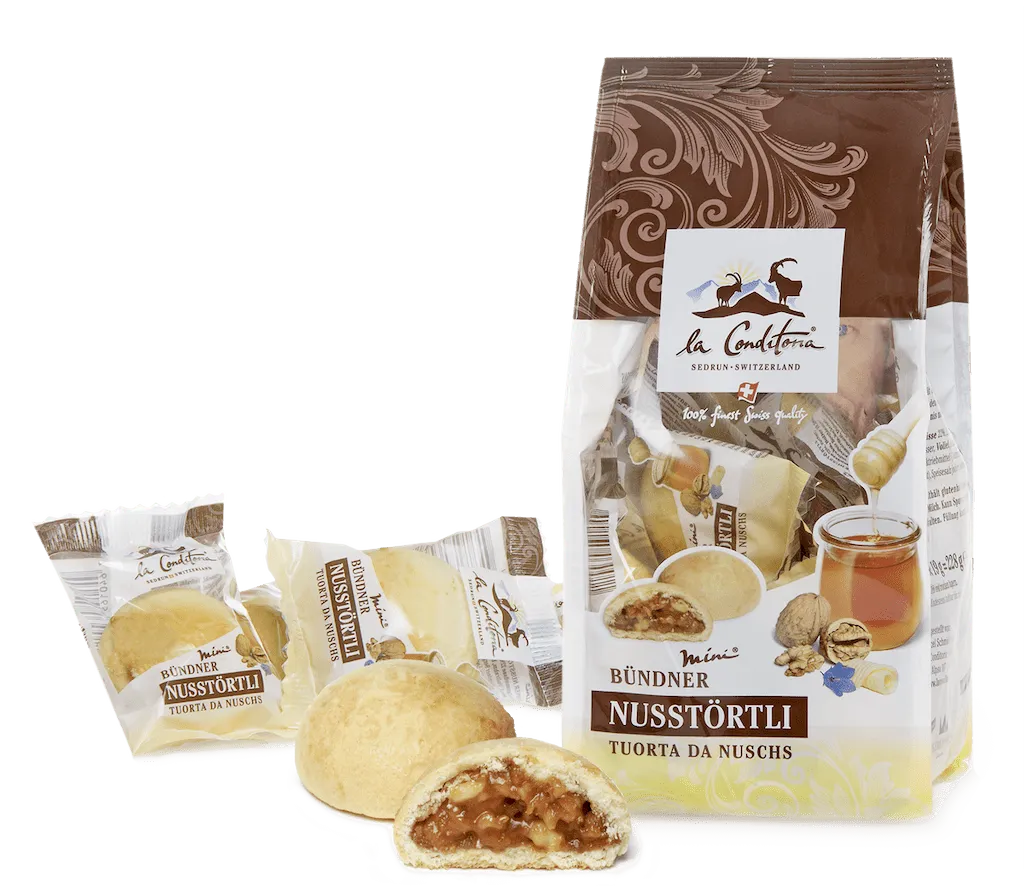 Mini Bündner Nusstörtli im Beutel - Chuchichäschtli - Feines aus der Schweiz