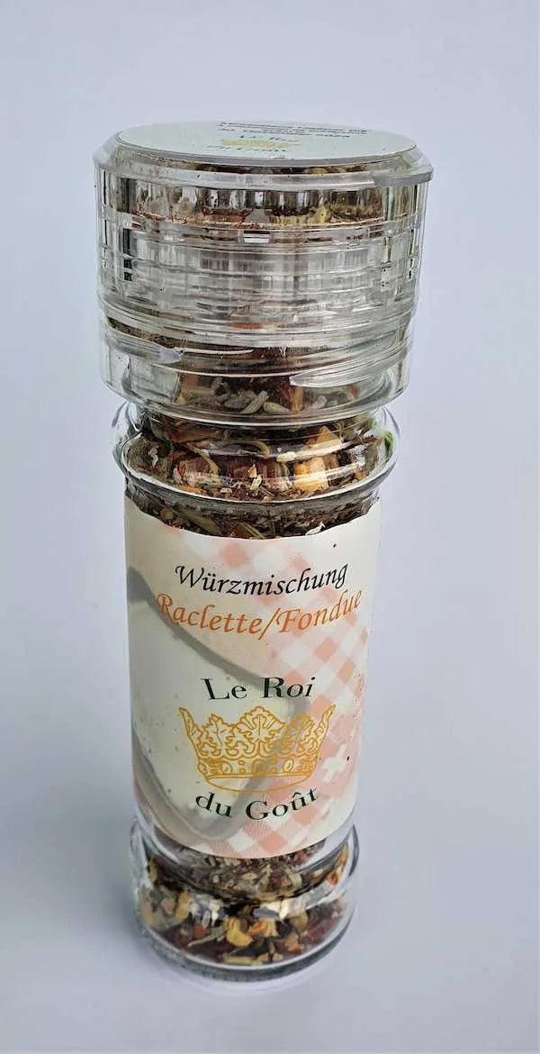 Le Roi du Gout Raclette-Würzmischung in der Mühle - Chuchichäschtli - Feines aus der Schweiz