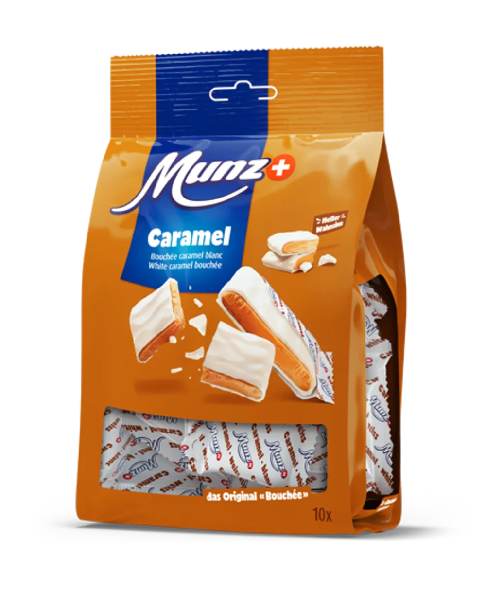 Munz Caramel Bouchée weisse Schokolade - Chuchichäschtli - Feines aus der Schweiz