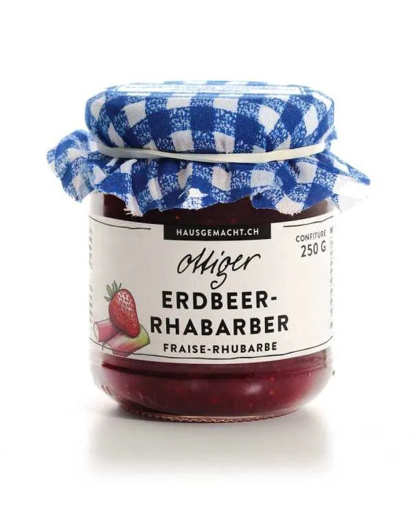 Erdbeer-Rhabarber Konfitüre - Chuchichäschtli - Feines aus der Schweiz