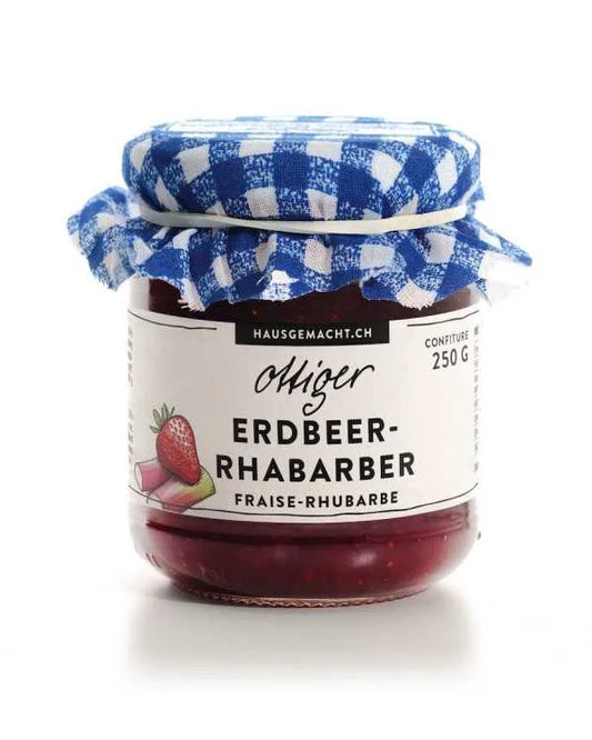 Erdbeer-Rhabarber Konfitüre - Chuchichäschtli - Feines aus der Schweiz