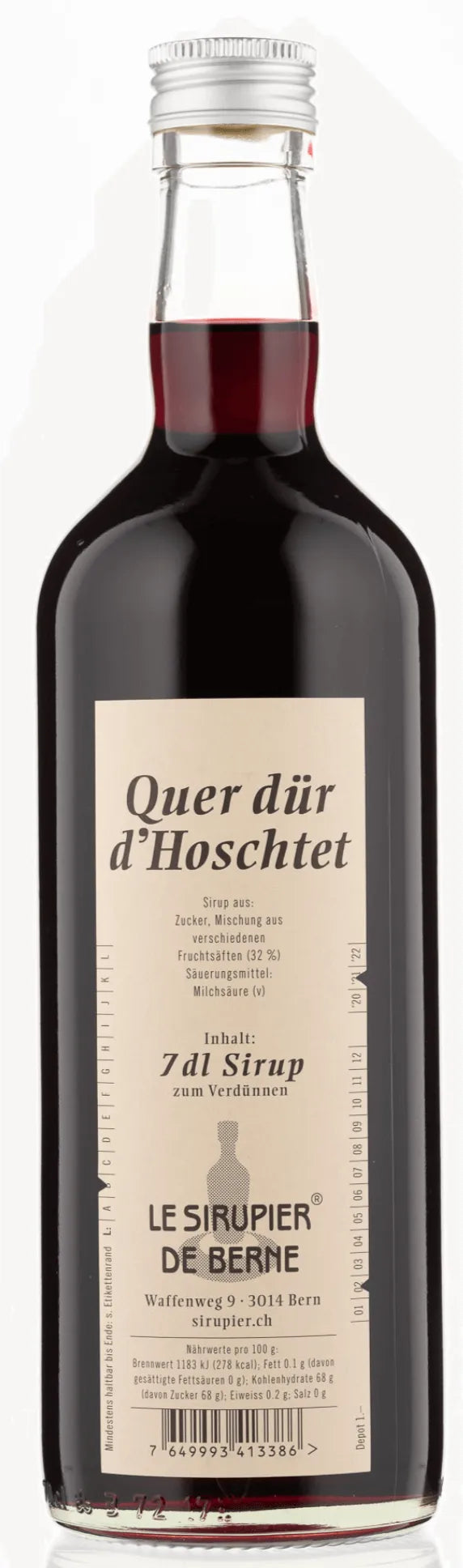 Quer dür d'Hoschtet (Fruchtsirup) (Grosse Flasche) - Chuchichäschtli - Feines aus der Schweiz