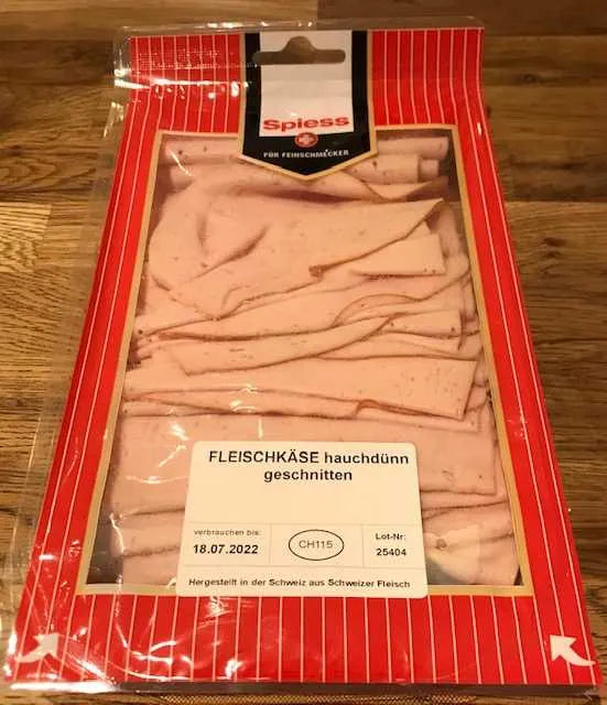 Spiess Delikatess Fleischkäse hauchdünn geschnitten - Chuchichäschtli - Feines aus der Schweiz