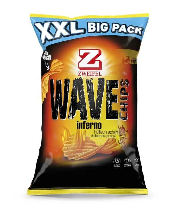 Zweifel Wave Chips Inferno XXL Tüte - Chuchichäschtli - Feines aus der Schweiz