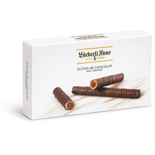Lackerli Huus Flûtes de chocolat aux truffes - Chuchichäschtli - Feines aus der Schweiz