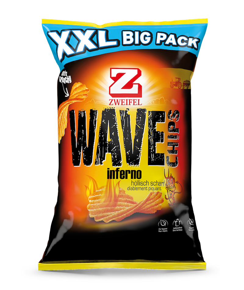 Zweifel Wave Chips Inferno XXL Tüte - Chuchichäschtli - Feines aus der Schweiz