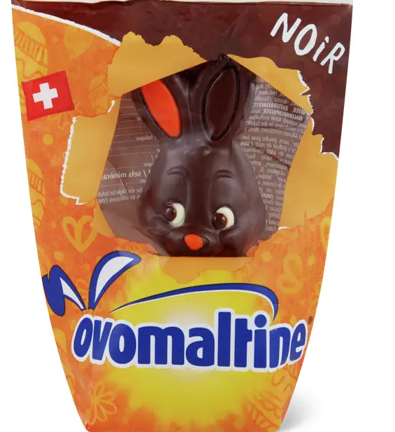 Ovomaltine Noir Osterhase 12cm hoch - Chuchichäschtli - Feines aus der Schweiz