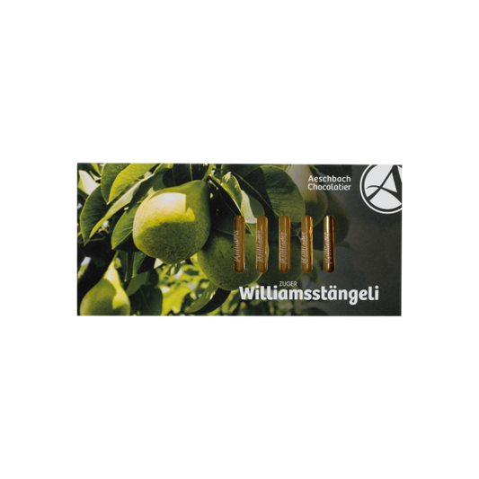 Aeschbach Chocolatier Williamsstängeli mit Etter Williamsbrand – Herstellerabbildung