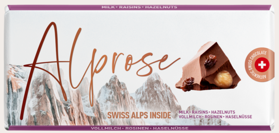 Alprose Vollmilch Rosinen & Haselnüsse