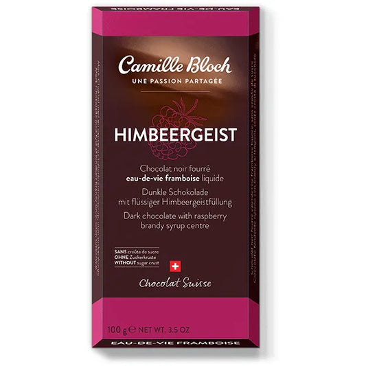 Camille Bloch Dunkle Schokolade mit Himbeergeist (ohne Kruste) - Chuchichäschtli - Feines aus der Schweiz