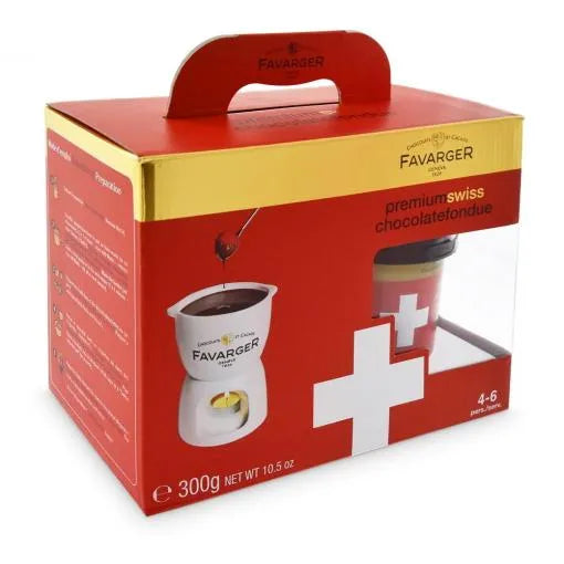 Favarger Schokoladenfondue Set (inkl. Porzellan Topf mit Spiessen) - Chuchichäschtli - Feines aus der Schweiz