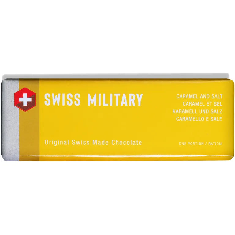 Original Schweizer Militärschokolade mit Caramelstücken und Meersalz - Chuchichäschtli - Feines aus der Schweiz