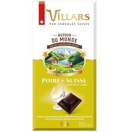 Villars Zartbitter Schokolade gefüllt Williamsbirnenbrand GUB aus dem Wallis - Chuchichäschtli - Feines aus der Schweiz