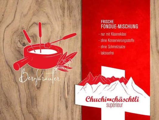 Bergkräuter Fondue Fertigmischung frisch - Chuchichäschtli - Feines aus der Schweiz