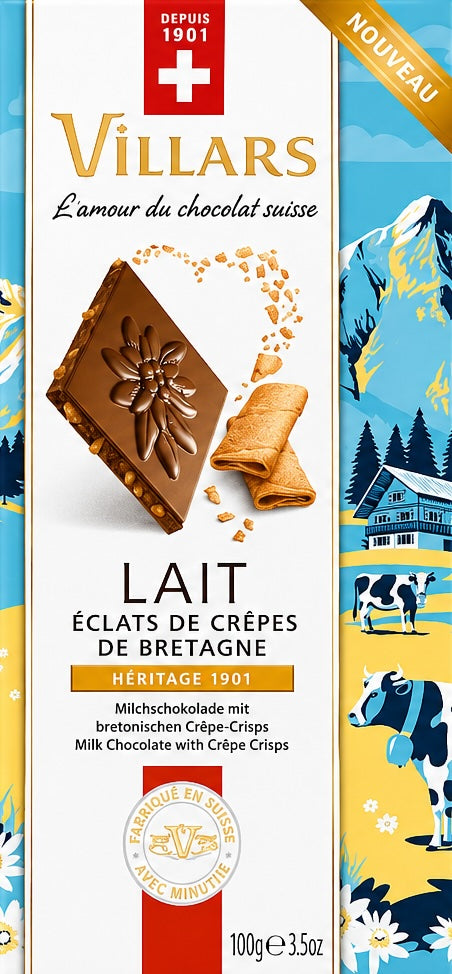 Villars Chocolat Milchschokolade mit bretonischen Crêpes Crisp