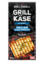 Schweizer Grillkäse Raclette Natur von Strähl, frontal auf Verpackung mit Käse zum Grillen.