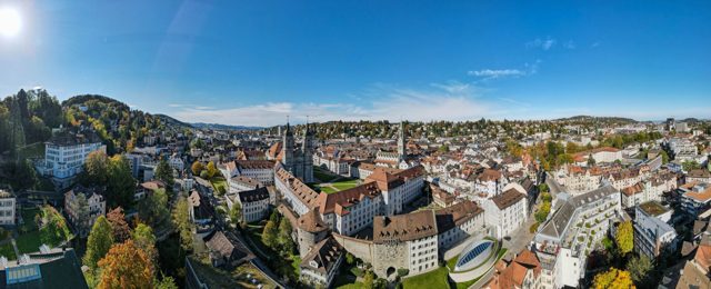 Blick auf den Stiftsbezirk und die Altstadt von St. Gallen